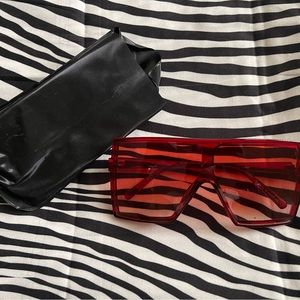 Red square sunglasses